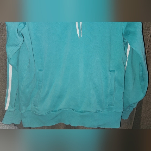 ADIDAS Hoodie Green 3 Stripes Hooded Pullover Sweatshirt Women's sz M - Picture 3 of 10
